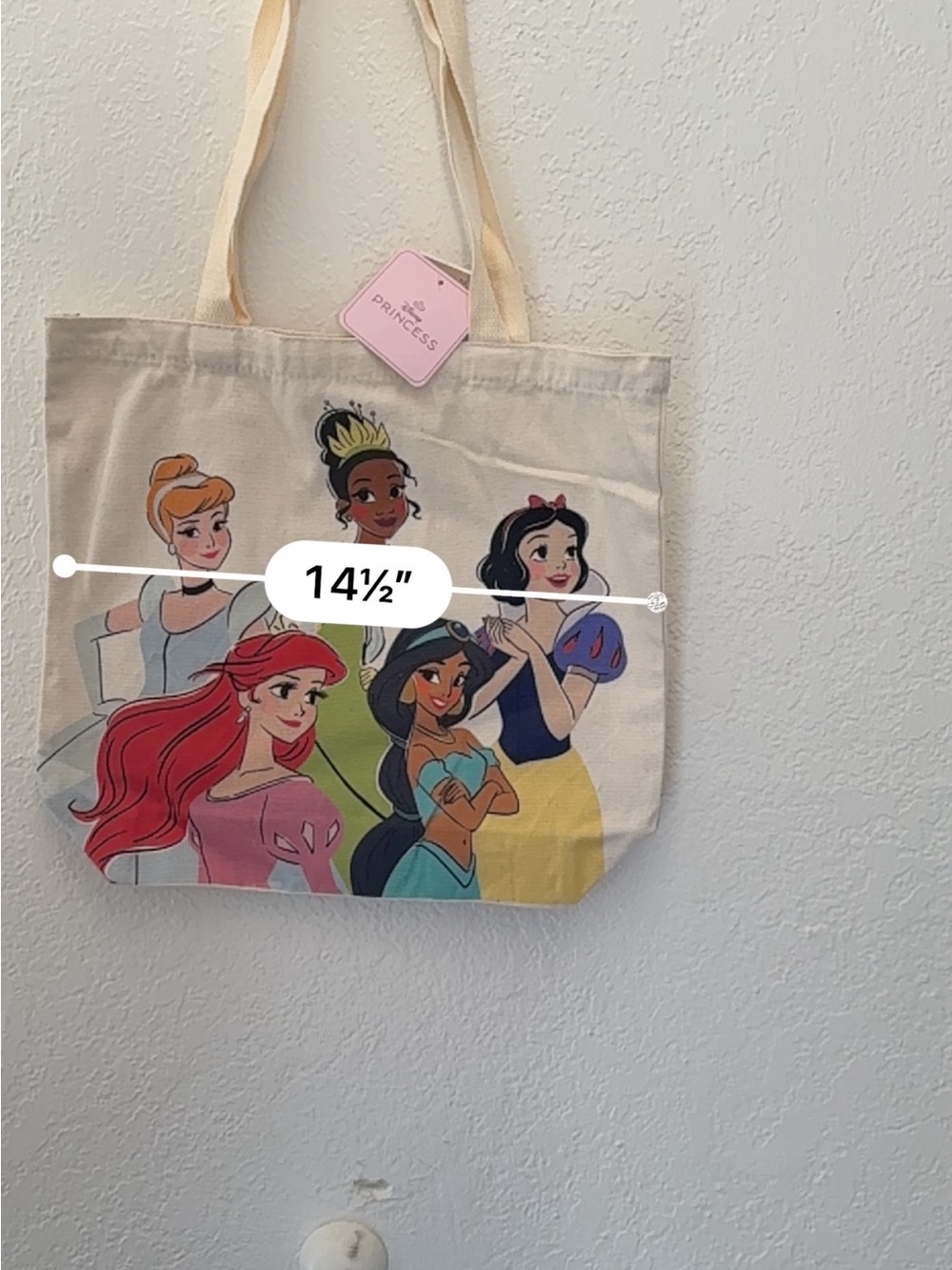Canvas Princess Tote Bag in Cream with Multicolor Print
